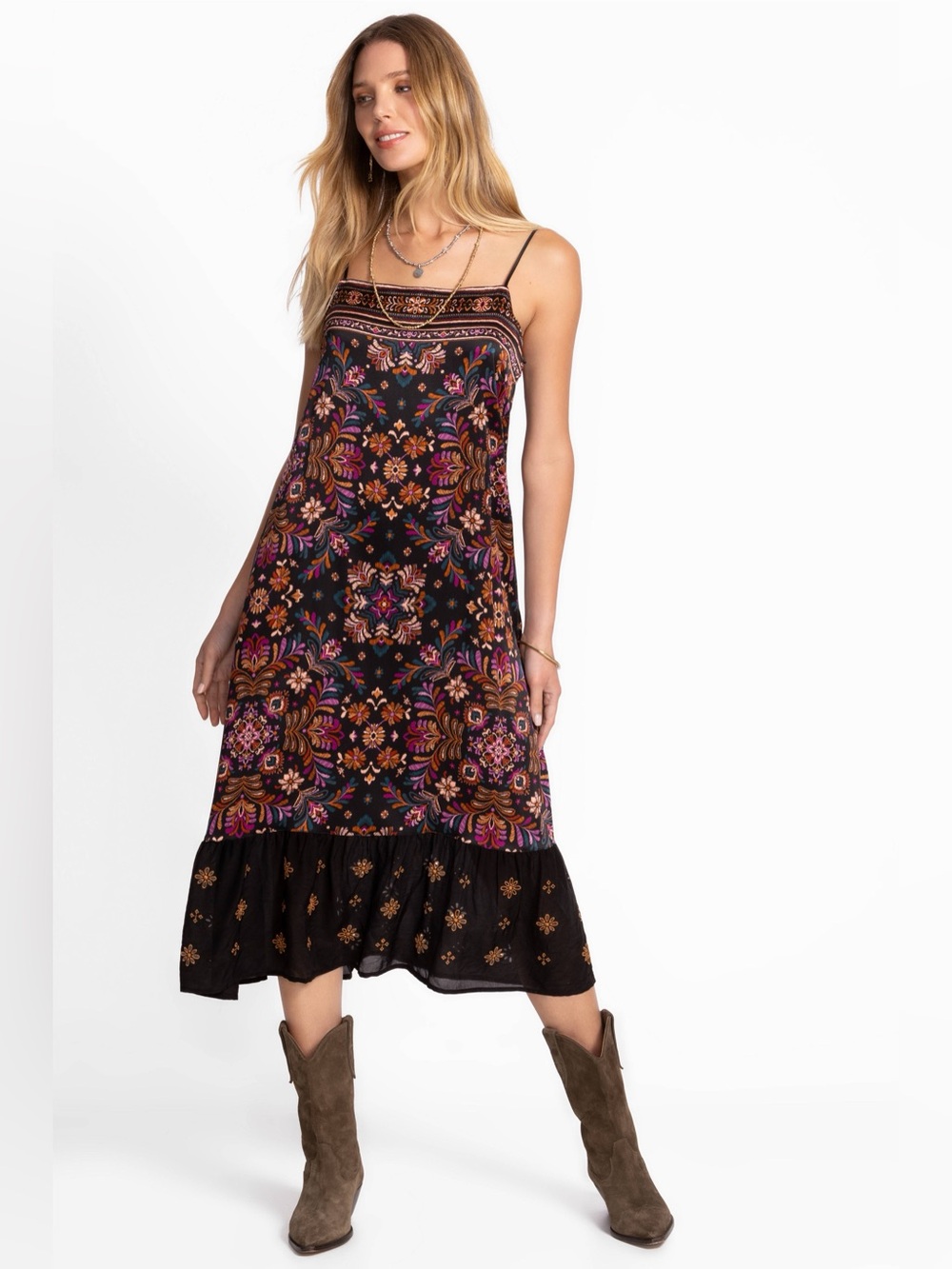 NWT Johnny Was Brandi Mixed Media Tank Dress 
Sz S